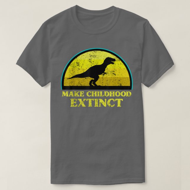 T rex dosinosaur Gör att barncancer Utdödar Medvet T Shirt (Design framsida)