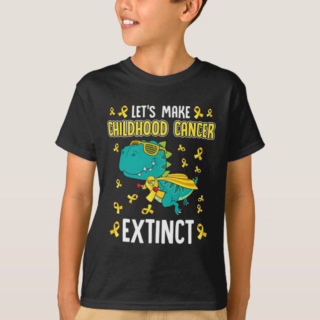 T- rex dosinosaur Gör att barncancer Utdödar Rolig T Shirt (Framsida)