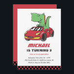 T-Rex Driver Tävling Car Kids Boys Birthday Inbjudningar<br><div class="desc">För barn för rutdesign,  pojkar eller flickor som kör bil,  tävla för kärlek,  sportbil,  hastighet och bil för leksak. Perfekt för födelsedagsfest av byggtema. Du kan anpassa ordalydelsen så att den passar för andra tillfällen.</div>