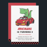T-Rex Driver Tävling Car Kids Boys Birthday Inbjudningar<br><div class="desc">För barn för rutdesign,  pojkar eller flickor som kör bil,  tävla för kärlek,  sportbil,  hastighet och bil för leksak. Perfekt för födelsedagsfest av byggtema. Du kan anpassa ordalydelsen så att den passar för andra tillfällen.</div>