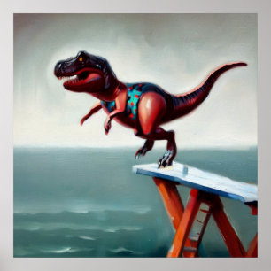 T Rex dyving Poster