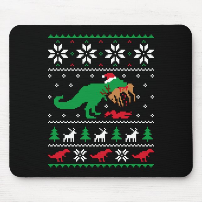 T Rex Eating Reindeer Funny Dinosaur Christmas Ugl Musmatta (Framsidan)