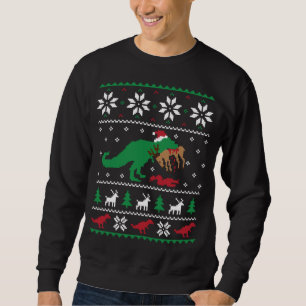 T Rex Eating Reindeer Funny Dinosaur jul Ugl Lång Ärmad Tröja