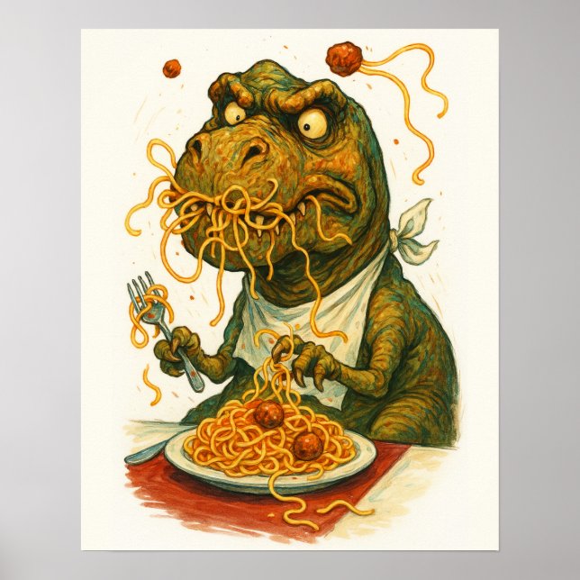 T-Rex Eating Spaghetti Poster (Framsidan)
