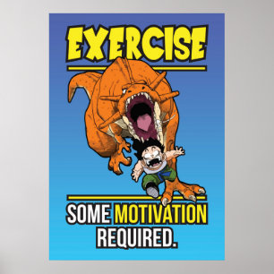 T-Rex Exercise Motivation - Funny Anime Gym Poster