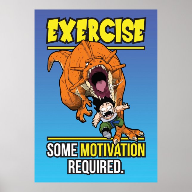 T-Rex Exercise Motivation - Funny Anime Gym Poster (Framsidan)