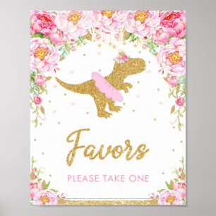 T-Rex-favoritsignering för Födelsedagsfest av blom Poster