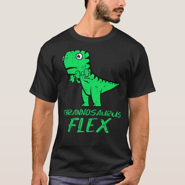 T Rex Flex Pun Dinosaur Workout Fitness Shirt (Framsida)