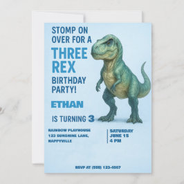 T-Rex födelsedagsinbjudan - pojkålder 3 Inbjudningar