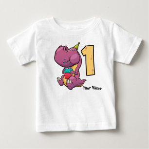 T-Rex för purpurfärgad Dinosaur 1st födelsedag T Shirt