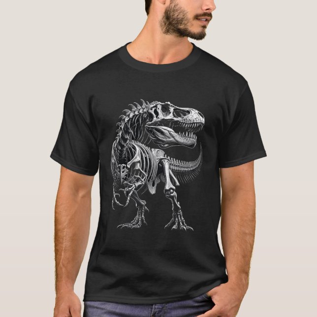 T Rex Fossil Skeleton Dinosaur Bones Paleontologis Shirt (Framsida)