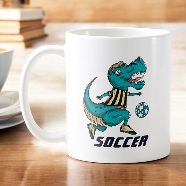 T-Rex-fotbollsspelarsporter Kaffemugg (Skapare uppladdad)