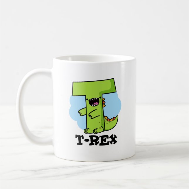 T-Rex Funny Alphabet Dinosaur Pun Kaffemugg (Vänster)