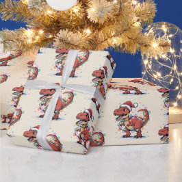 T-Rex Funny Boy jul Ljus Wrapping Papper Presentpapper