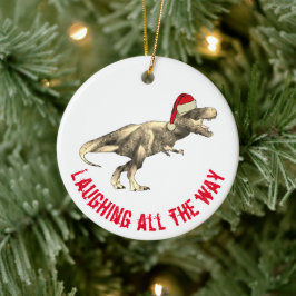 T. rex Funny Santa Laughing hela citatet Julgransprydnad Keramik