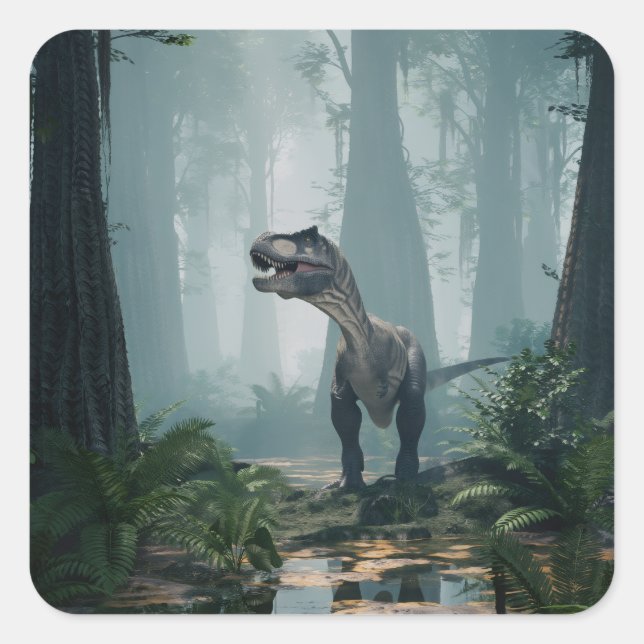 T-Rex Fyrkantigt Klistermärke (Framsida)