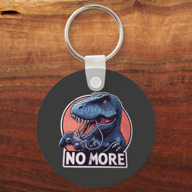 T-Rex Gamer Inte Mer Design Nyckelring (Framsida)