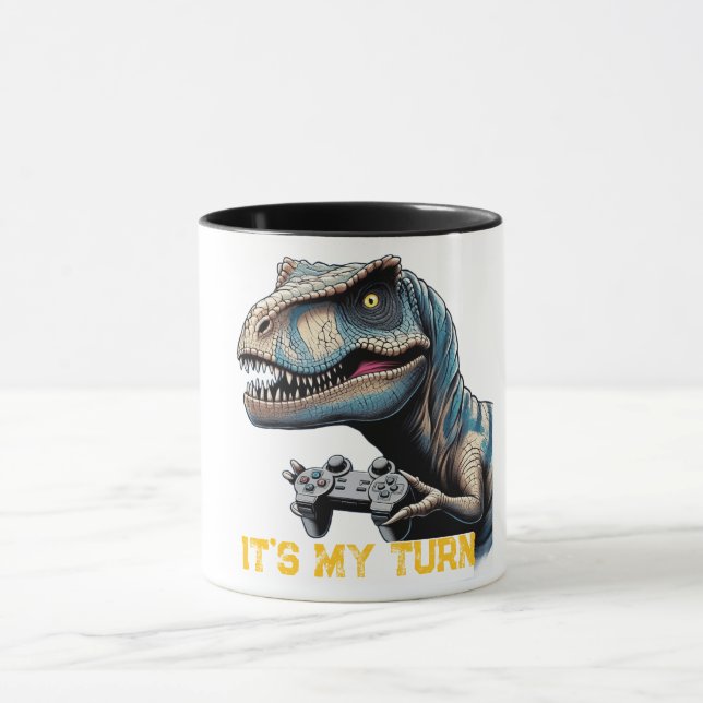T-Rex Gamer It’s My Turn Design Mugg (Center)
