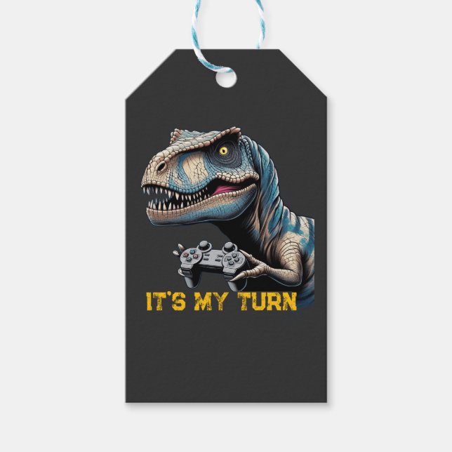 T-Rex Gamer It’s My Turn Design Presentetikett (Framsidan)