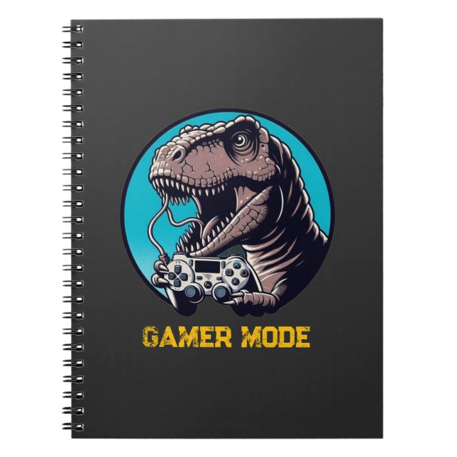 T-Rex Gamer Mode Dinosaur Art Anteckningsbok (Framsidan)
