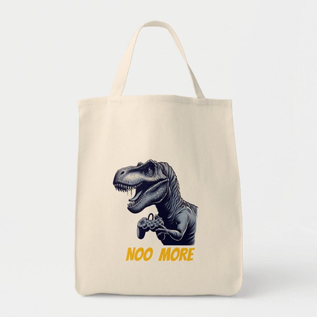 T-Rex Gamer "No More" Art Design Tygkasse (Framsidan)