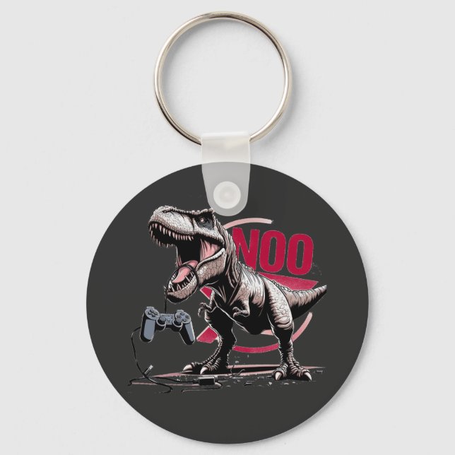 T-Rex Gamer Raseri Inte Mer Design Nyckelring (Framsida)