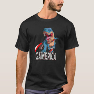 T Rex Gaming Gamerica - Lustigt spel T Rex Gamer 4 T Shirt