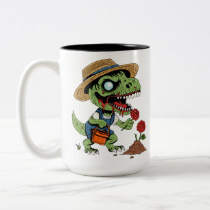 T-Rex Gardener Zombie Två-Tonad Mugg