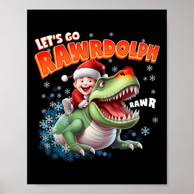 T-rex Glad Rexmas Rawrdolph Jul Tröjor För Småbarn Poster (Framsidan)
