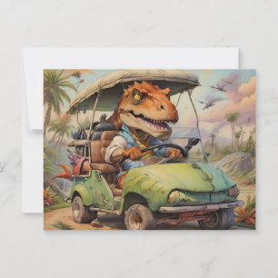 T-Rex-golfvagn för grönt Vykort