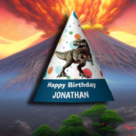 T Rex Grattis på födelsedagen Blue Party Hat
