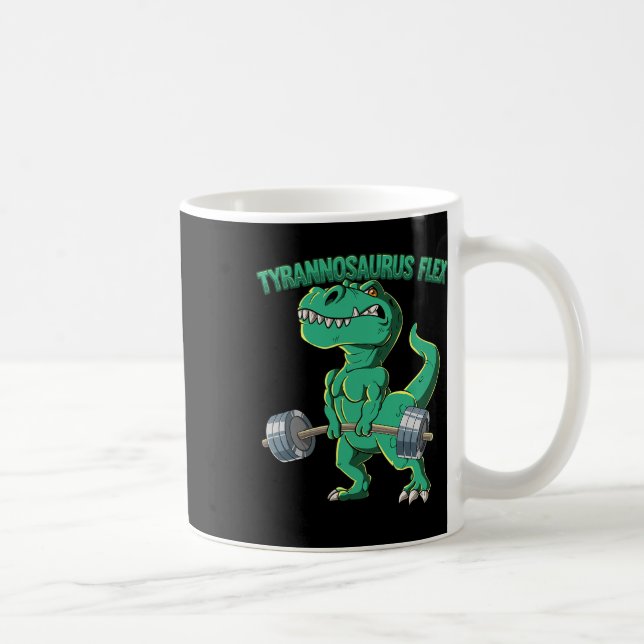 T-rex Gym Bodybuilding Tyrannosaurus Flex Kaffemugg (Höger)