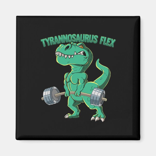 T-rex Gym Bodybuilding Tyrannosaurus Flex  Magnet (Framsidan)