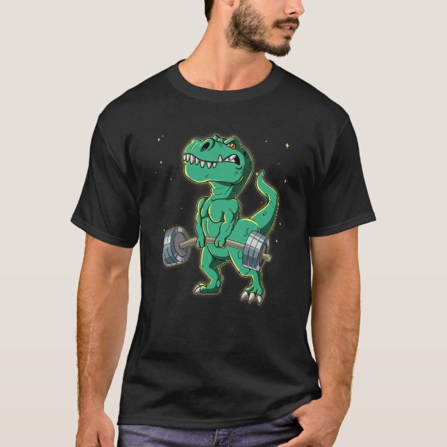 T rex Gym Weight Training Deadlift  2 T Shirt (Framsida)