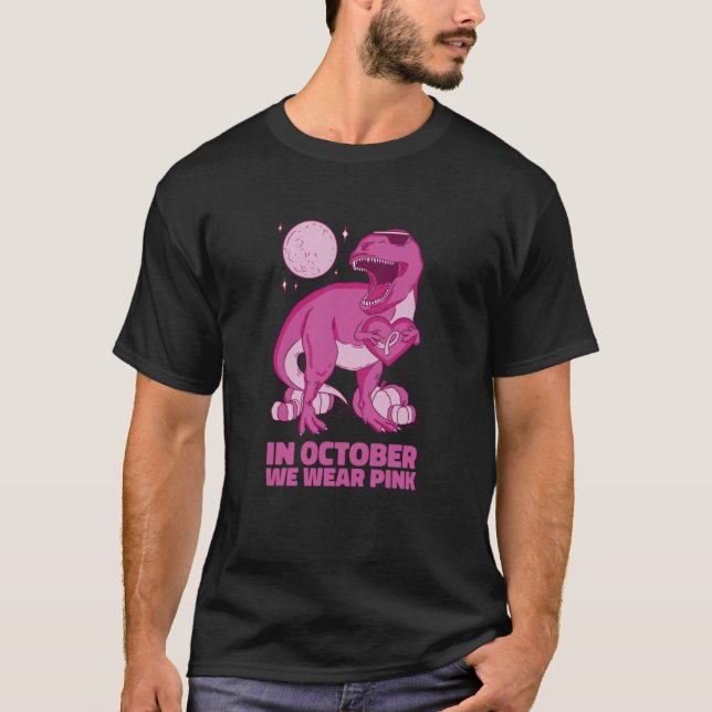 T Rex Halloween October Pink  Men Women T Shirt (Framsida)