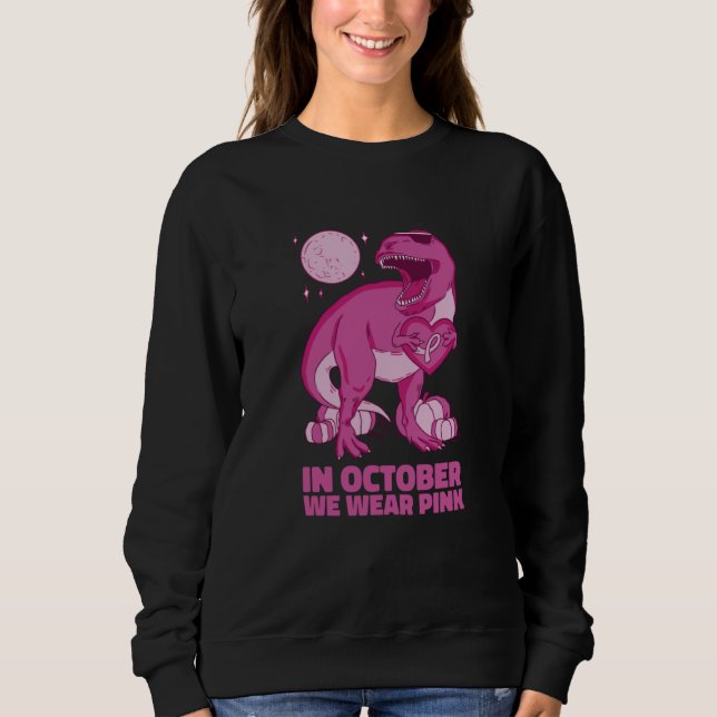 T Rex Halloween October Pink  Men Women T Shirt (Framsida)