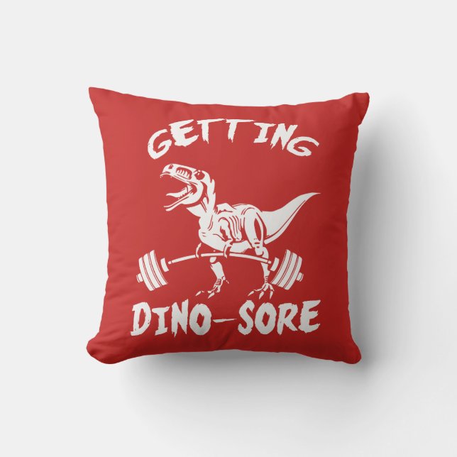 T-Rex, hämta Dino-sår, funny, Tecknad, workout Kudde (Framsida)