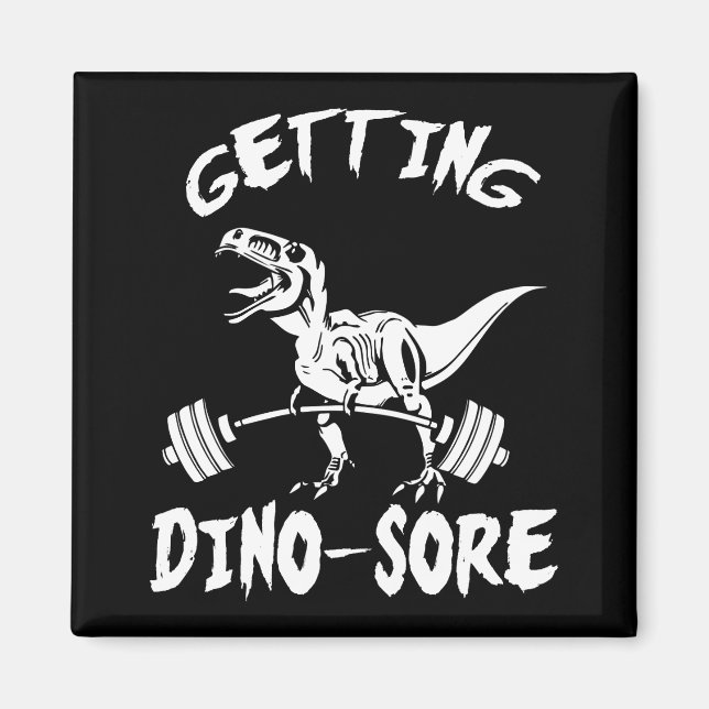T-Rex, hämta Dino-sår, funny, Tecknad, workout Magnet (Framsidan)