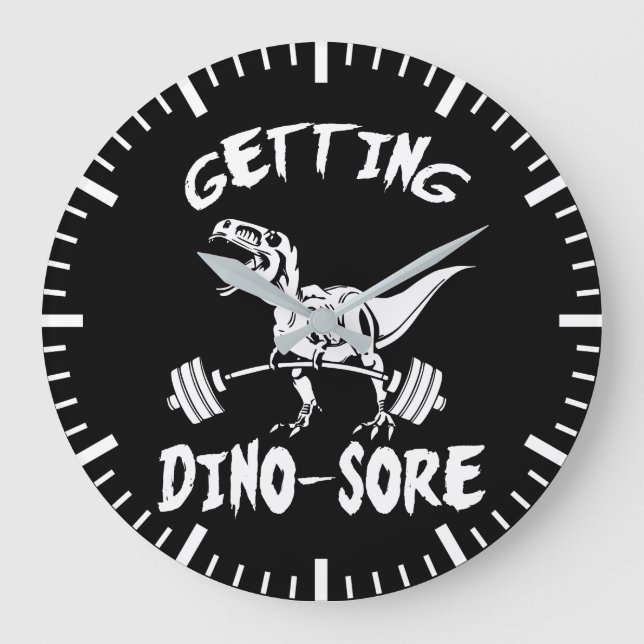 T-Rex, hämta Dino-sår, funny, Tecknad, workout Stor Klocka (Framsida)
