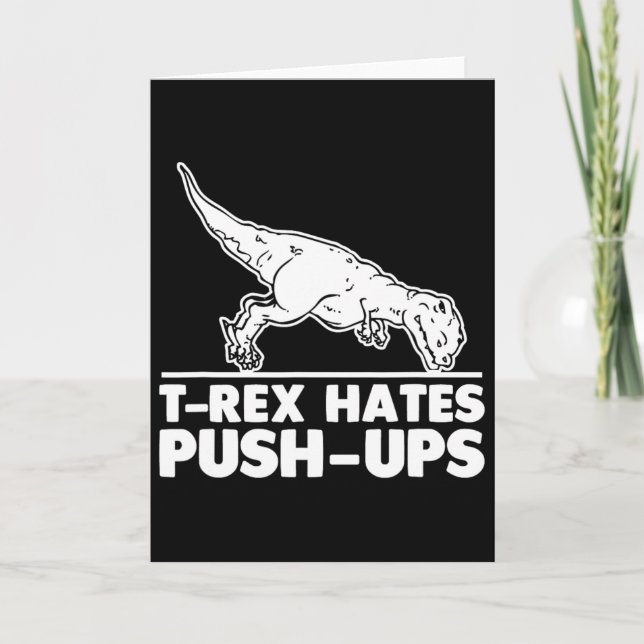 T-rex Hatar Armhävningar Rolig Fitness Träning Coo Kort (Framsida)