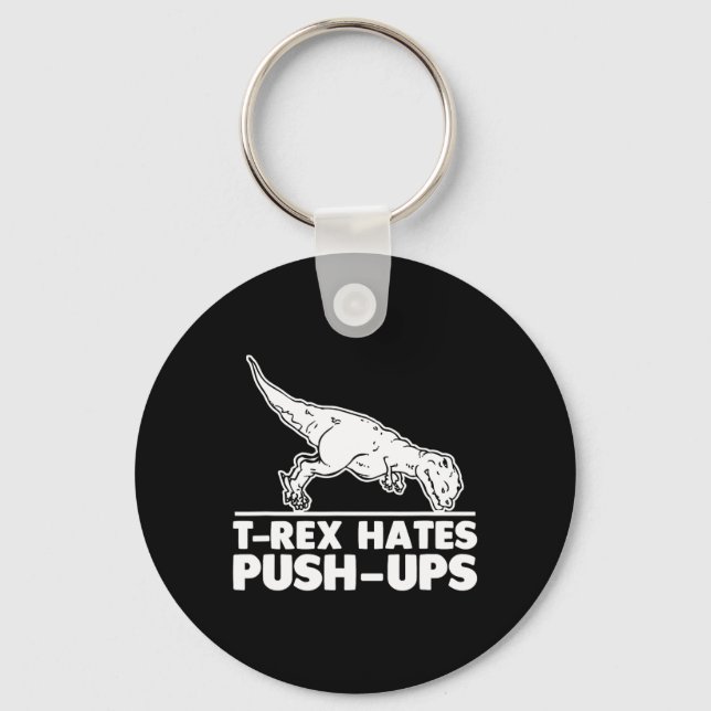T-rex Hatar Armhävningar Rolig Fitness Träning Coo Nyckelring (Framsida)