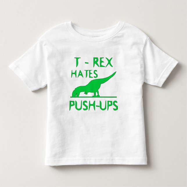 T-REX HATAR den roliga Dino för PUSHUPS designen T-shirt (Framsida)