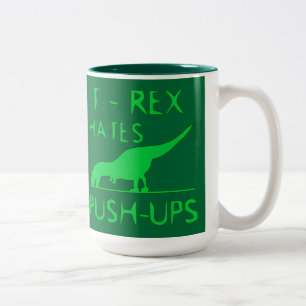 T-REX HATAR den roliga Dino för PUSHUPS designen Två-Tonad Mugg