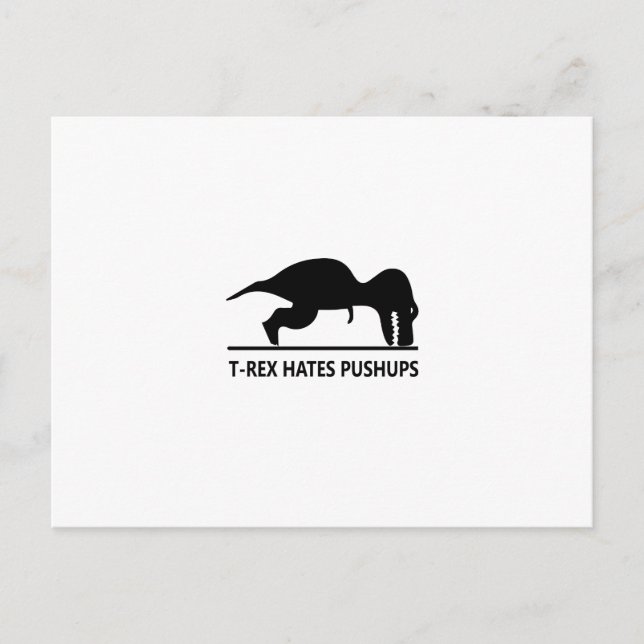 t-rex hatar pushups.ai vykort (Framsida)