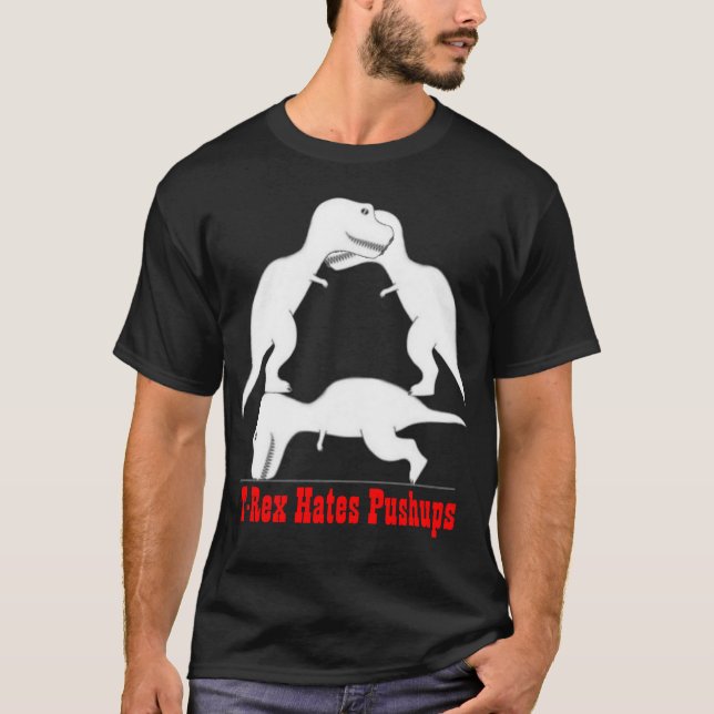 T-rex hatar pushups tee shirt (Framsida)