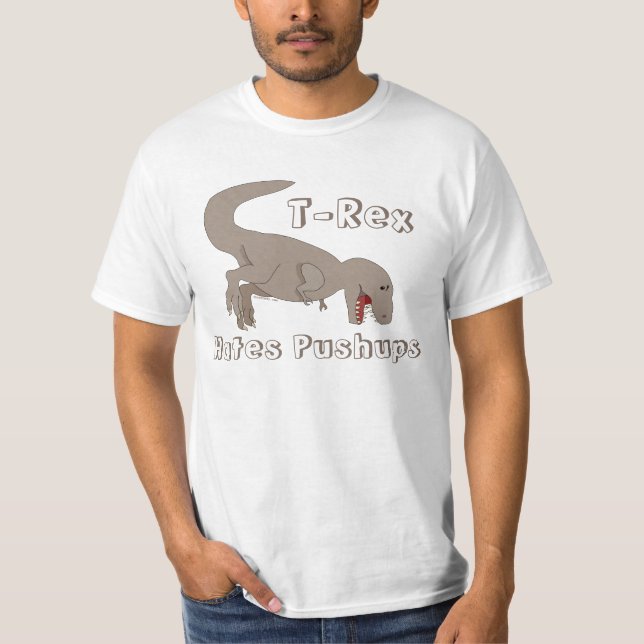 T-Rex hatar Pushupsidrottshallskjortan T-shirt (Framsida)