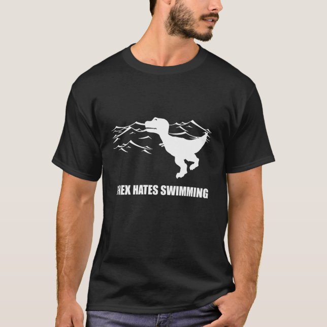 T-Rex hatar simningmörkT-tröja Tee Shirt (Framsida)