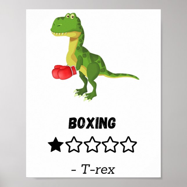 T-rex Hates Boxing Funny Dinosaur-utskrift Poster (Framsidan)