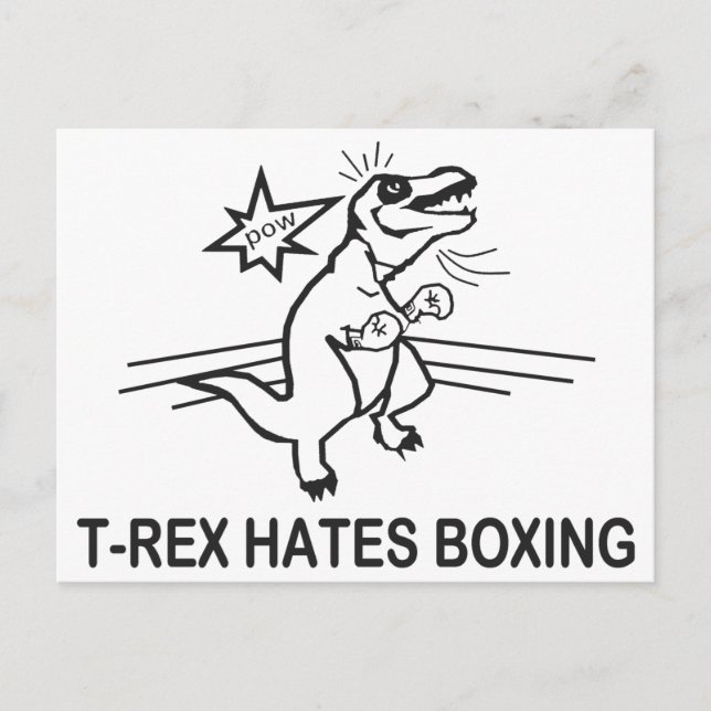 T Rex Hates Boxing Vykort (Framsida)