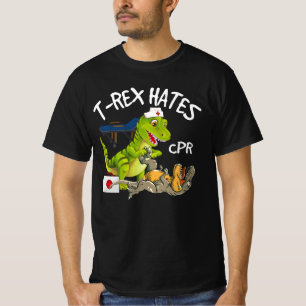 T-Rex Hates CPR Dinosaurs Funny Nurse Rädding Inju T Shirt